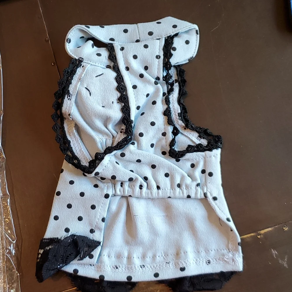 NEW DOG dress size XS. Pale blue with black dots NEW IN PACKAGE